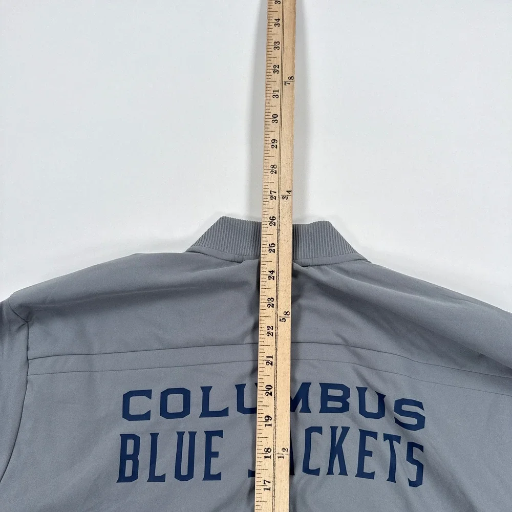 Adidas NHL Columbus Blue Jackets Mens Jacket Medium Gray Bomber Full Zip